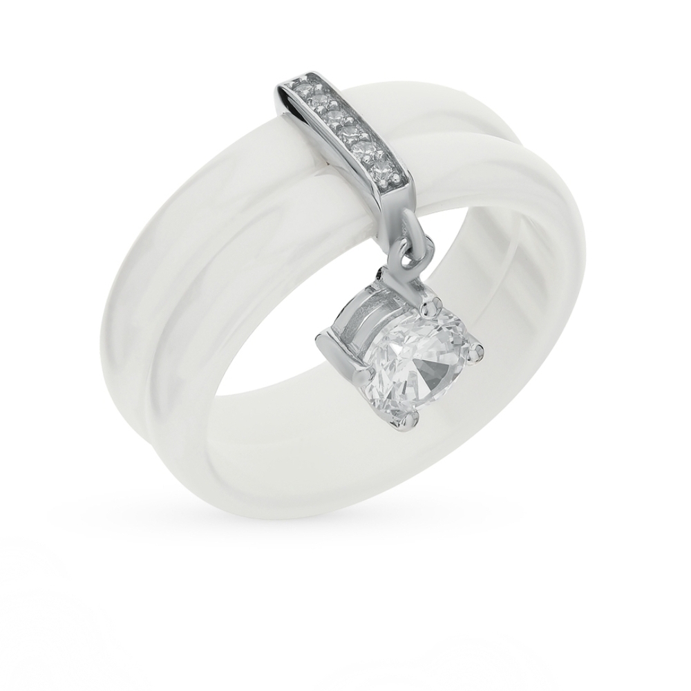 Chic White and Silver 925 Women's Ring